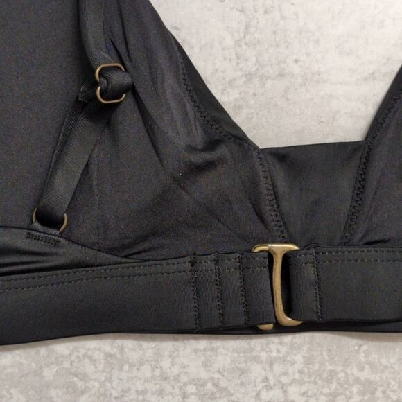 NWT Andie Tahiti Top Black Adjustable Straps Metal Hardware V Neck Bikini L - Picture 4 of 9